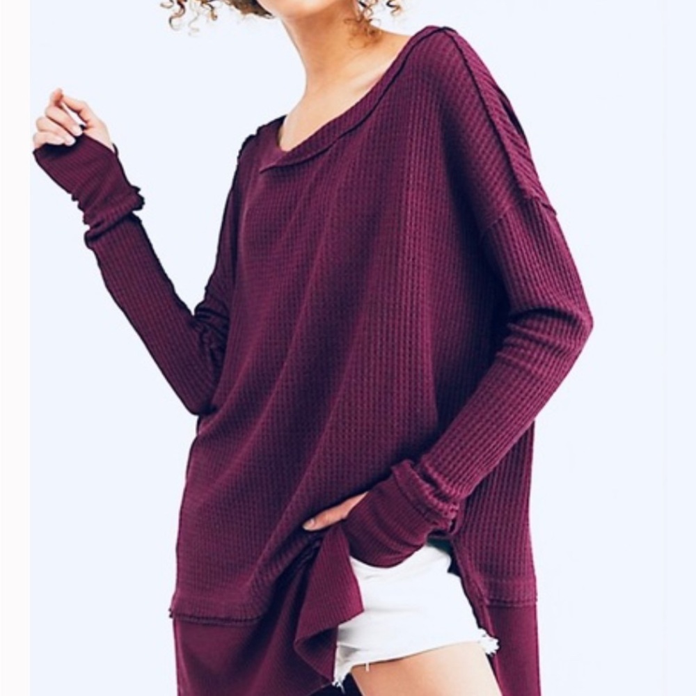 We the Free Free People North Shore Waffle Thermal Knit Long Sleeve Top.